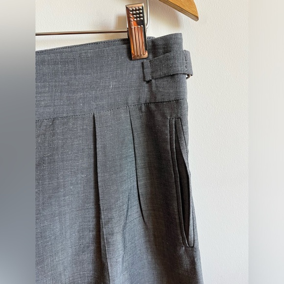 Pringle of Scotland Lightweight Gray Wide-leg Folded Hem Dress Pants size 8 Wool - Picture 5 of 14